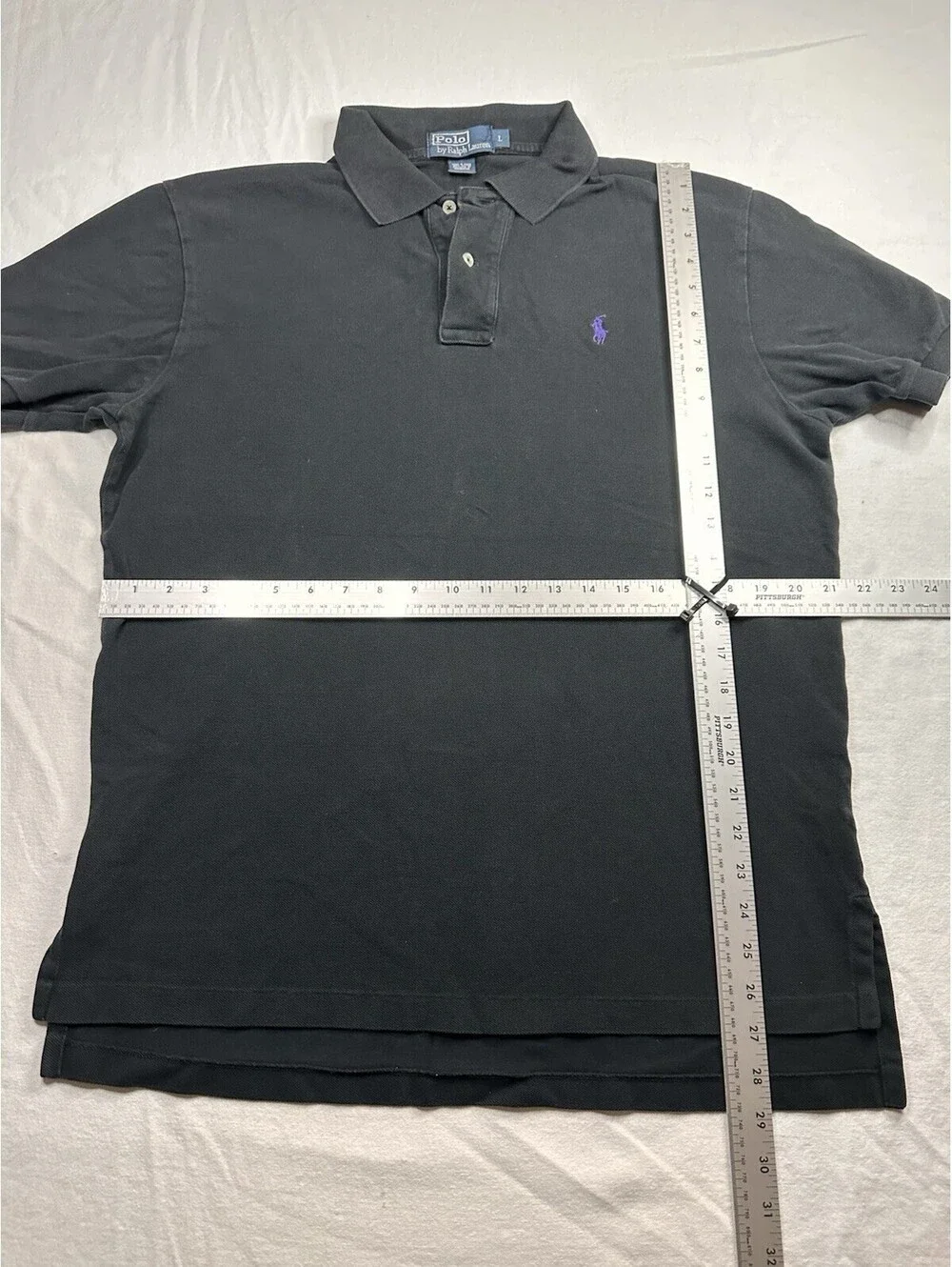 Polo Ralph Lauren Shirt Mens L Large Black, Purple Pony Polo